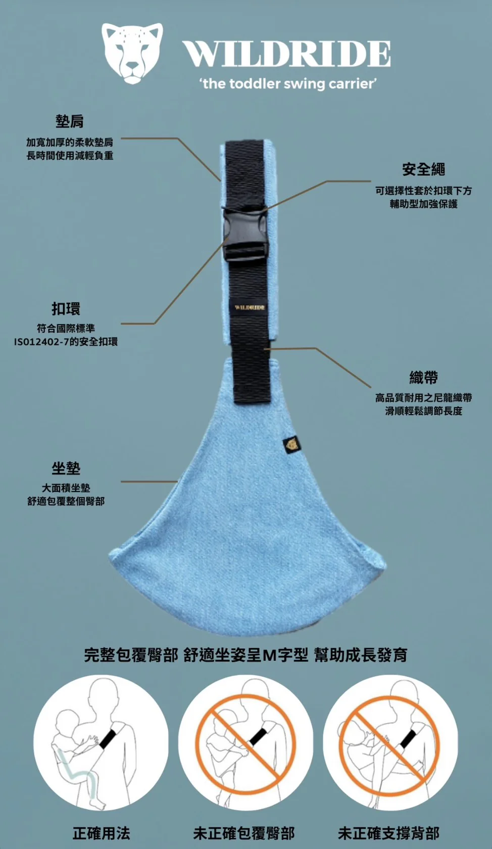 wildride嬰幼兒背帶使用方式